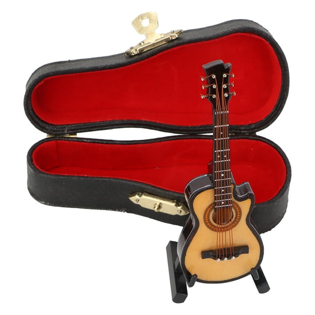 Modelo De Guitarra Eléctrica En Miniatura, Modelo De Guitarra Recortada De Metal De Tilo Hecho A Mano Con Soporte De Guitarra Y Caja De Almacenamiento Para Regalo De