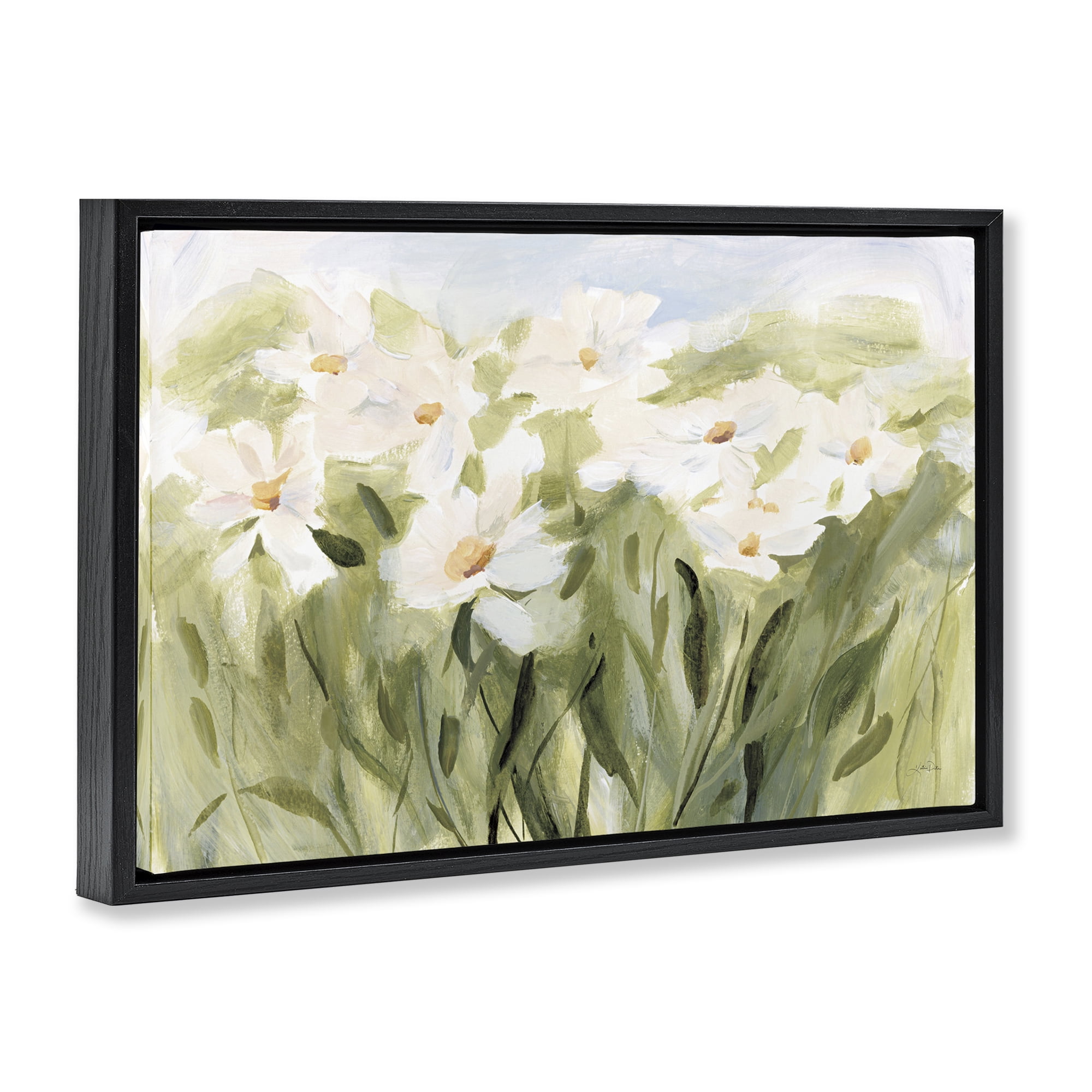 Stupell Industries Daisy Meadow View Botanical & Floral Painting Black Floater Framed Art Print Wall Art, 31 x 21