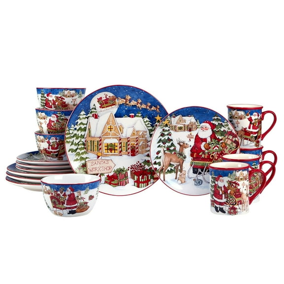 Certified International Santa's Workshop 16 Pc. Dinnerware Set, Service for 4, Multicolor