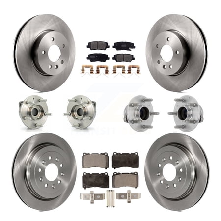 Transit Auto Front Rear Hub Bearings Assembly Disc Brake Rotors and Semi-Metallic Pads Kit (10Pc) for Car Cadillac ATS - Left Right Side (Driver Passenger) KBB-131107
