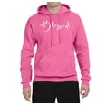 thumbnail image 2 of Blessed Inspirational Quote Heart Love Inspirational/Christian Unisex Graphic Hoodie Sweatshirt, Neon Pink, 3XL, 2 of 3