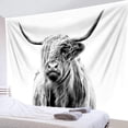 thumbnail image 4 of Highland Cow Tapiz Colgante de pared Granja Animal gris Toro Retrato Tapices Decoración de pared Rústico Animal Tapiz de ganado para sala de estar Dormitorio Tee, 4 of 4