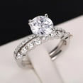 thumbnail image 4 of PERITANG 2pcs His and Hers Wedding Ring Sets Couples Engagement Rings Women and Men 925 Sterling Silver AAA Cubic Zirconia Simple Love Personality Ring Set, 4 of 8