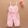 thumbnail image 2 of Lenpel Toddler Baby Girls' Sleeveless Jumpsuits Soft Cotton Spaghetti Strap Tie Waist Cami Rompers Active Overalls with Pockets 1-6 Y, 2 of 6