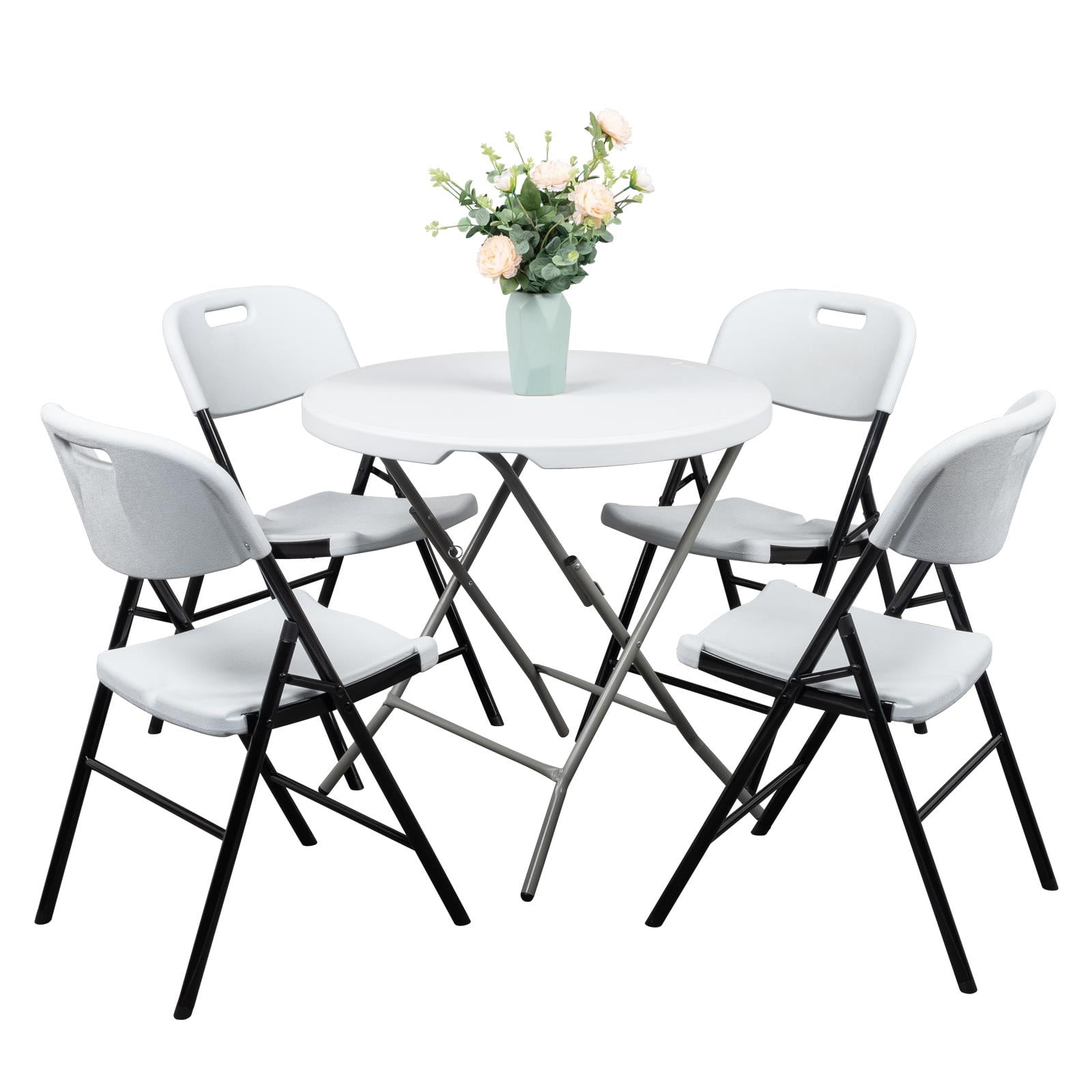 SalonMore 4 Packs White Folding Plastic Party Chairs, Indoor/Outdoor