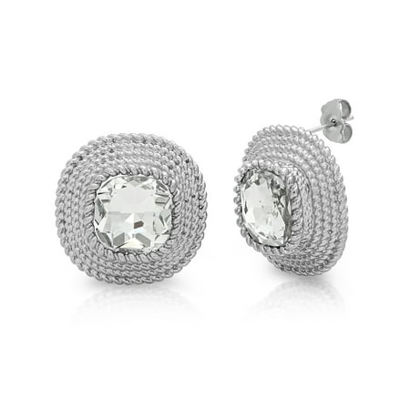 earrings stone stud stainless steel