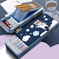 thumbnail image 2 of Estuche multifunción para lápices, caja de lápices con 2 compartimentos para estudiantes, juego de papelería con diseño de dibujos animados con tijeras y sacapuntas, 2 of 4