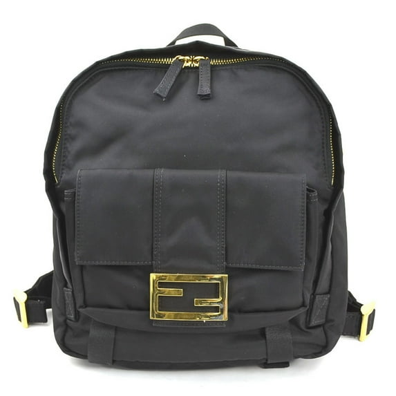 Pre-Owned Fendi FENDI Backpack Nylon Black Gold Women's 8BZ048-A94G e60751g