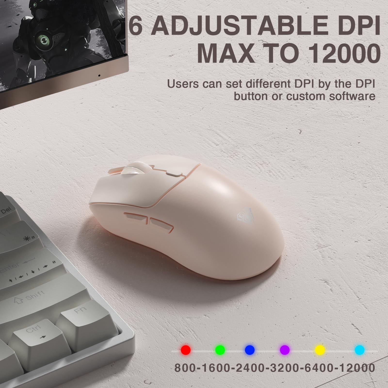 Sc580x Wireless Gaming Mouse  Tri-mode 2.4g/bt5.0/usb-c Mice With 12000 Dpi 6 Buttons Rechargeable Computer For Laptop/pc/mac/tablet