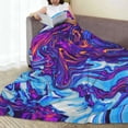 thumbnail image 6 of Bingfone Swirl Print Blue Purple Print Flannel Fleece Blanket Throw Blanket for Bed,Sofa,Couch,Travel,Camping(80"x60" ), 6 of 8