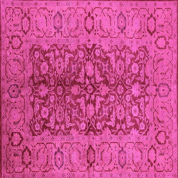 Ahgly Company Indoor Square Oriental Pink Industrial Area Rugs, 4' Square