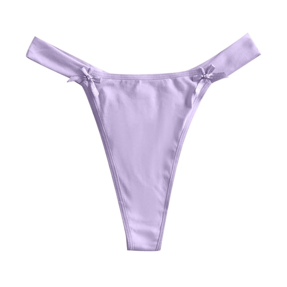 Panties for Women,Low Waisted Micro Elastic Underwear with Double Bow Comfortable Pure Crotch for Everyday Wear,Womens Underwear,Purple,XS
