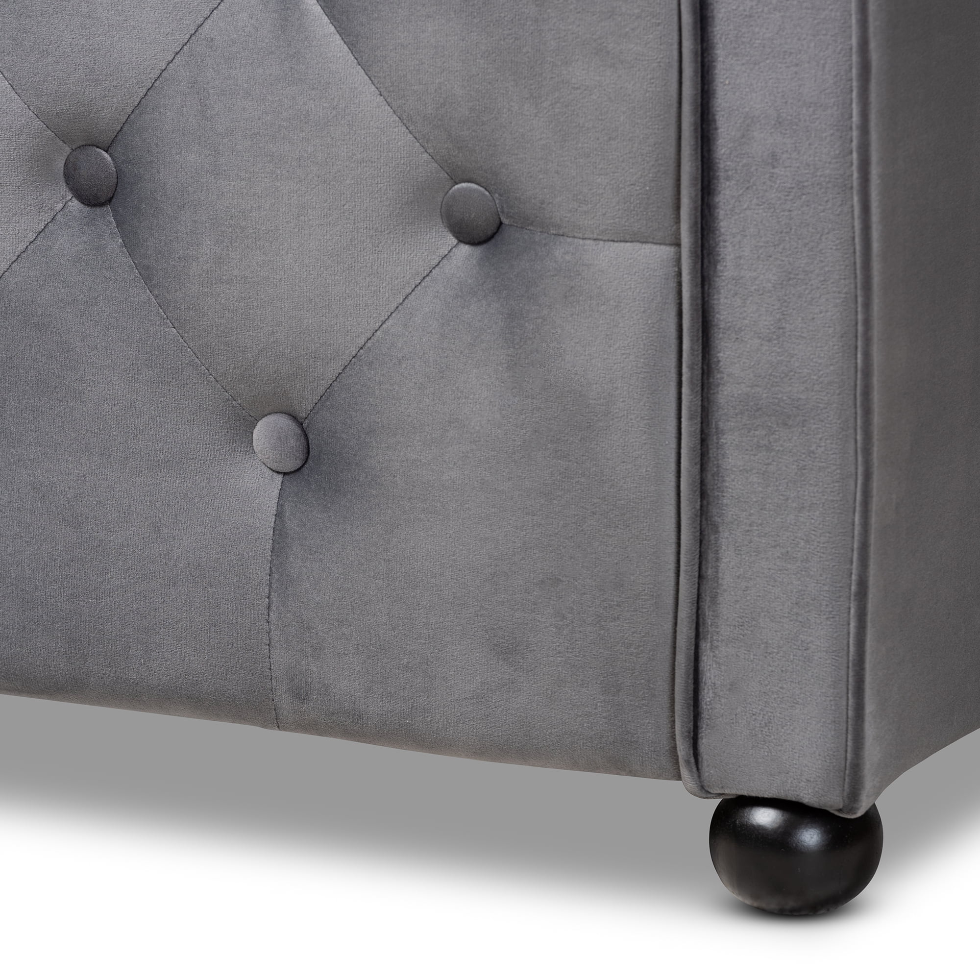 Baxton Studio Freda Transitional and Contemporary Grey Velvet Upholstered and Button Tufted Full Size Daybed