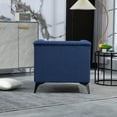 thumbnail image 2 of Cube Accent Chair Single Sofa, Mid Century Linen Tufted Arm Chair with Metal Legs & Nailhead Design, Cozy Lounge Club Reading Armchair for Living Room Office Small Spaces, Blue, 2 of 9