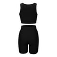 thumbnail image 4 of Idoravan Women Sets Clothing Clearance Fashion Women Two-Piece Round Neck Solid Sexy Sleeveless Tops and Short Pants Sets, 4 of 8