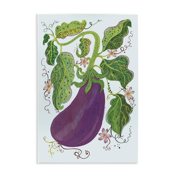 Stupell Industries Whimsical Detail Eggplant Food & Beverage Painting Unframed Art Print Wall Art, 10 x 15