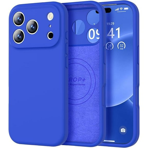 ZHU997 Magnetic Compatible with iPhone 17 Pro Case (Compatible with Magsafe) (Upgraded Camera Protection) Liquid Silicone Shockproof Full Body Protective Phone Cover for Women Men, Klein Blue, 6.3”