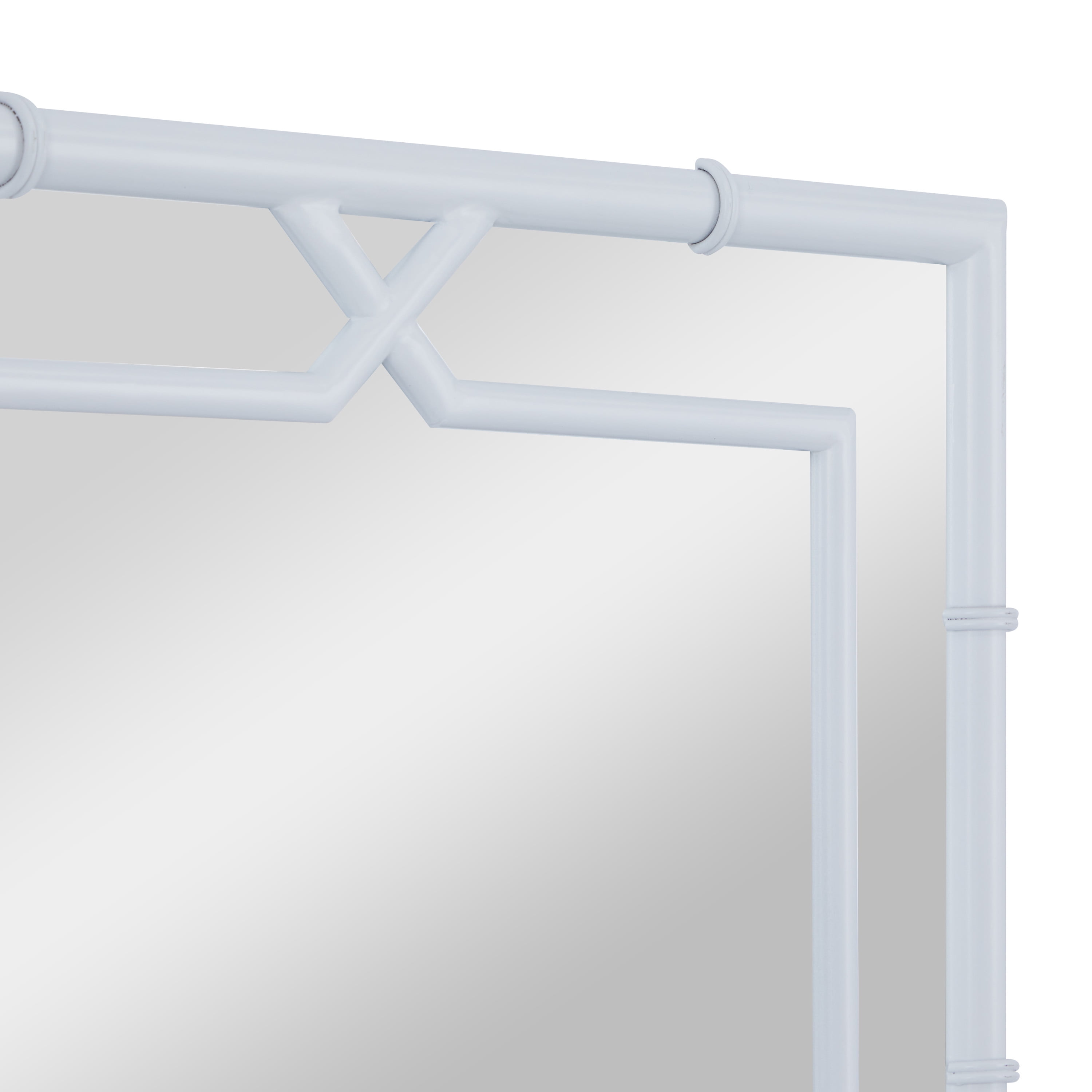 DecMode 31" x 31" White Wood Single Drawer Console Table with Mirror, 2-Pieces