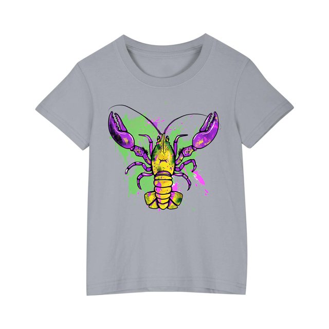 RXIRUCGD 2025 Vêtements d'Été pour Enfants T-shirt Imprimé Mode Mignon Col Rond Manches Courtes