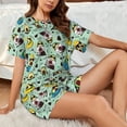 thumbnail image 4 of Fotbe Green Cute Avocado Print Pajama Set for Women 2 Piece Loungewear Short Sleeve Tops and Shorts Set Soft Sleepwear-4X-Large, 4 of 7