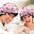 thumbnail image 6 of Shower Caps,Pioneer Flower Floral Print Pattern Waterproof Shower Cap for Women 4 Pieces,Double Reusable Hair Cover for Shower PEVA Elastic Stretch Hem, 6 of 7