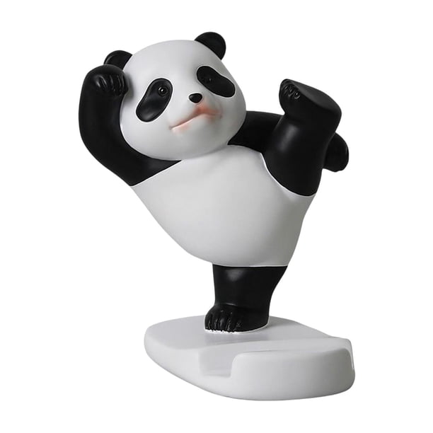 Preciosa estatua de panda, soporte para teléfono de escritorio, figura decorativa para oficina y hogar. De pie
