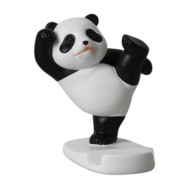 Estatua de panda de resina, soporte para teléfono de escritorio, soporte de cuna, figura creativa De pie