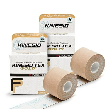 Kinesio Tex Gold FP Elastic Therapeutic Athletic Tape, 2 in. x 13 ft, Beige, 2 Pack