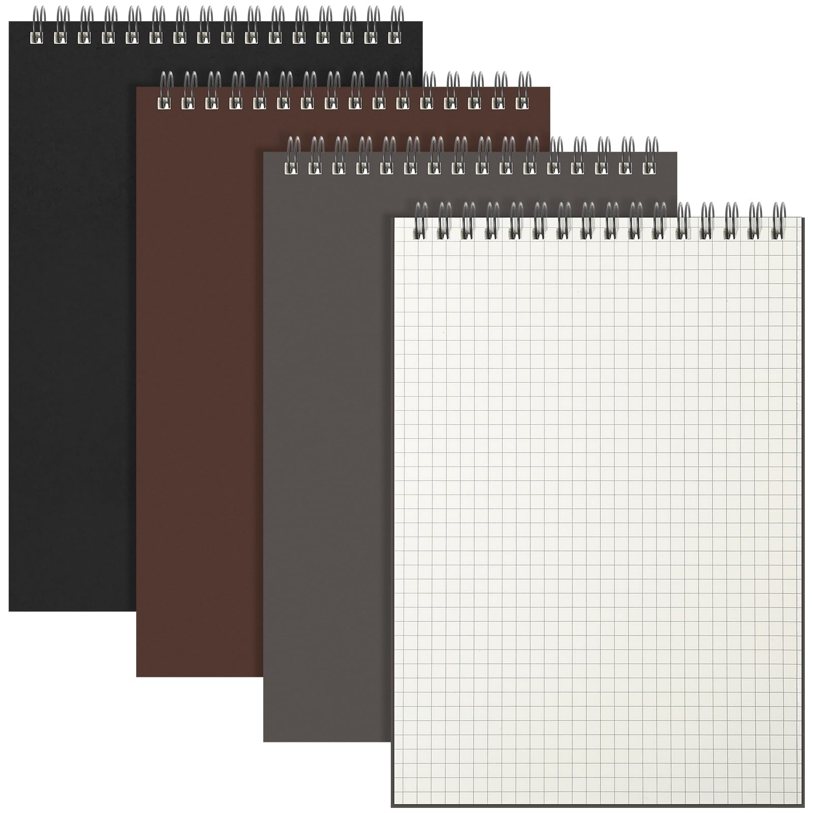 Engrowtic 1Pack Graph Paper Spiral Notepad A5 Top Wirebound Notepad Grid Notebook Steno Pad Memo Notebook Grid Paper 140 Pages for Writing Sketching Drawing Office Supply (Black)