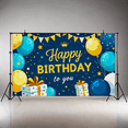 thumbnail image 6 of Blue Themed Happy Birthday Banner with Balloons Gifts Crown and Stars Party Decoration Background for Birthday Party Photography Props Photo Booth Backdrop Decors, 6 of 7