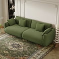 thumbnail image 3 of Aukfa 87" Modern Comfy Sofa, Upholstered Couch for Living Room, 4 Pillows, Teddy Fleece Green, 3 of 7