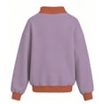 thumbnail image 3 of Kids' Sweatshirt Contrast Trim Mock Neck Long Sleeve Casual Pullover Basic Comfortable Solid Color Fall Top, 3 of 4