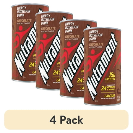 (4 pack) Nutrament Chocolate Nutrition Drink, Energy Drink with Vitamins, Minerals and Protein, 11 fl oz Can
