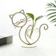 thumbnail image 1 of Jarrón de hierro en forma de gato con exhibición de planta hidropónica, adorno decorativo para el hogar en sala de estar y mesa de comedor, dorado o negro, 28.5x12 cm, 1 of 6