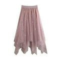 thumbnail image 4 of UJNDER Long Skirt Girls Kids Star Skirts for Long Skirt Tutu High Low Skirt Sparkly Layered Elastic Waist A Line Skirts for Girls Pink,8-9 Years, 4 of 4