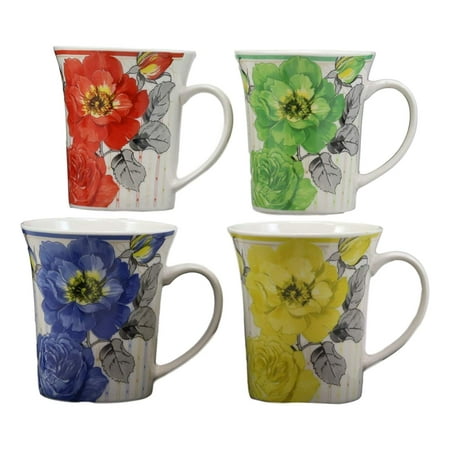 Pretty Coffee Cups Ebros Colorful Pretty Victorian Floral Blossoms Glazed Porcelain Ceramic 12oz Mug 4