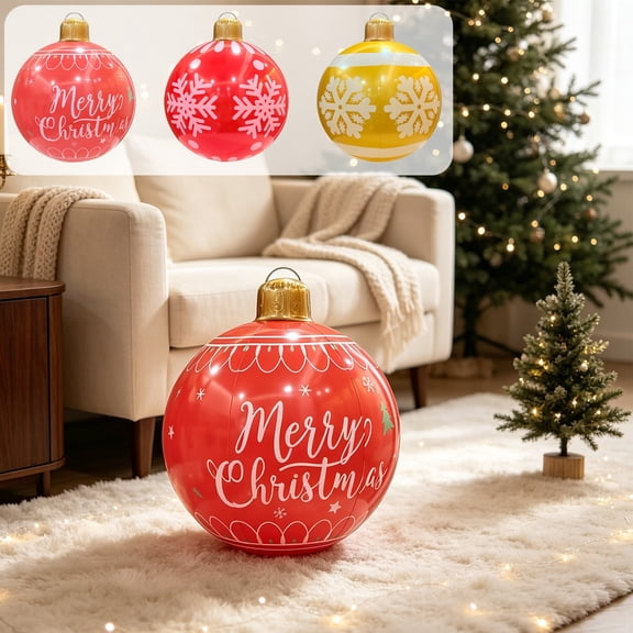 Twfbrm Inflatable Christmas Ornaments Balls, Thickened PVC Large Christmas Floats Balls, Waterproof Hanging Blow Up Balls Christmas Tree for Indoor, Outdoor, Holiday, Garden Decor