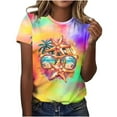 thumbnail image 2 of GSPCLAM Womens Print Tops Crew Neck Short Sleeve Tops for Holiday Summer Plus Size Beach Colorful Blouse Multicolor M, 2 of 5