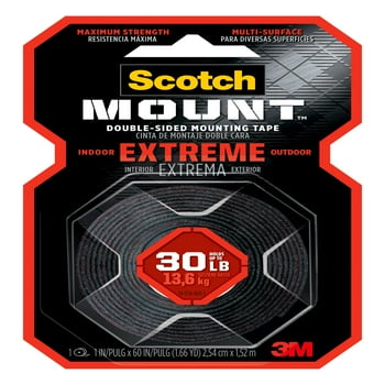 Scotch- Extreme Double-Sided ing Tape, 1 in x 60 in, 1 Roll