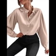 thumbnail image 3 of Camisas con Botones para Mujer, Blusas de Otoño para Mujer, Blusas Informales de Negocios para Mujer Caqui L, 3 of 8
