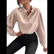 thumbnail image 3 of Camisas con Botones para Mujer, Blusas de Otoño para Mujer, Blusas Informales de Negocios para Mujer Caqui XXL, 3 of 8