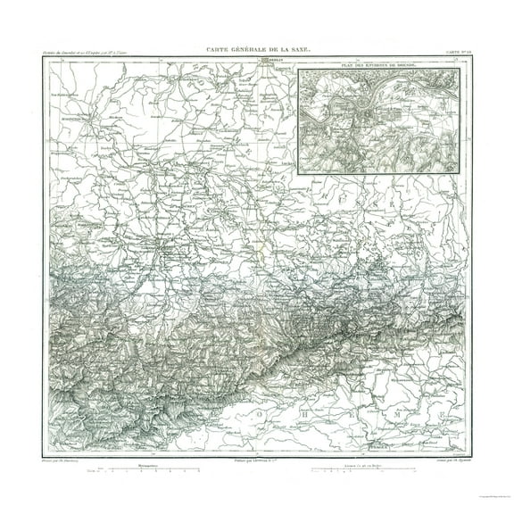 Historic Map - Saxe Germany - Thiers 1866 - 24.33 x 23 - Vintage Wall Art