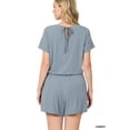 thumbnail image 3 of TheLovely Women & Plus Short Sleeve Romper with Elastic Waist & Keyhole Back Summer Loungewear, 3 of 5