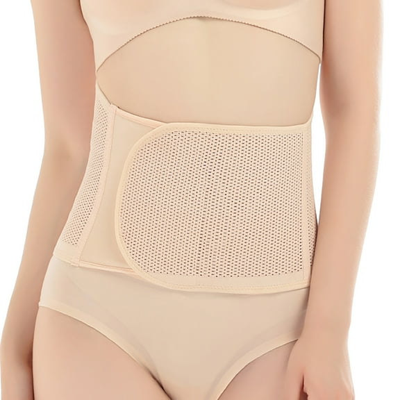 Ashirexll Waist Trainer for Women Abdominal Belt Universal Mesh Breathable Shaping Underwear Postpartum Belt Beige L