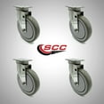 thumbnail image 2 of 6 Inch SS Gray Polyurethane Wheel Swivel Top Plate Caster Set Service Caster, 2 of 2