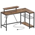 thumbnail image 1 of Bestier 58" Gaming Desk with LED Lights L Shaped Desk with Power Outlet & Monitor Stand Corner Computer Desk in Rustic, 1 of 1