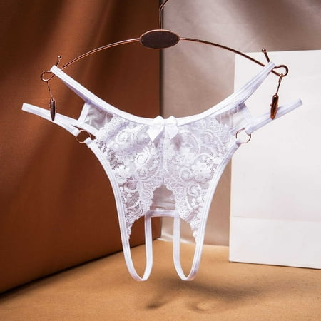 ZVNAH Women Sexy Lace Lingerie Panties G String Thong Underwear  Valentine s Day Supplies  Floral Lace Mesh Hollow Out See Though Panties
