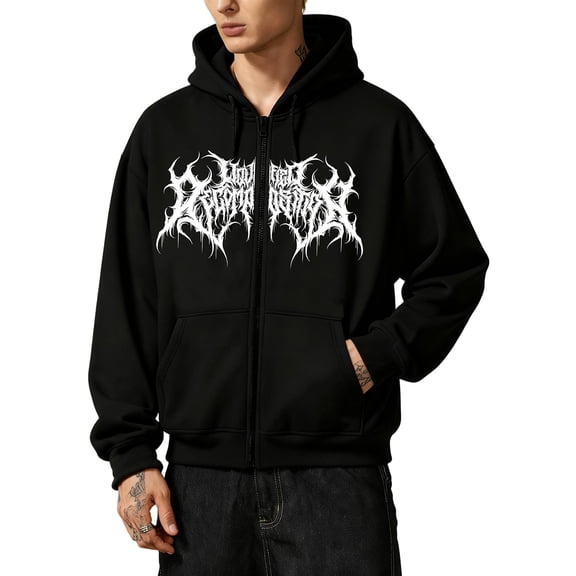 Unisex Y2K Zip Up Hoodie Oversized Gothic Punk Hooded Sweatshirt Casual Baggy Sweatjacket Emo Alternative Clothes
