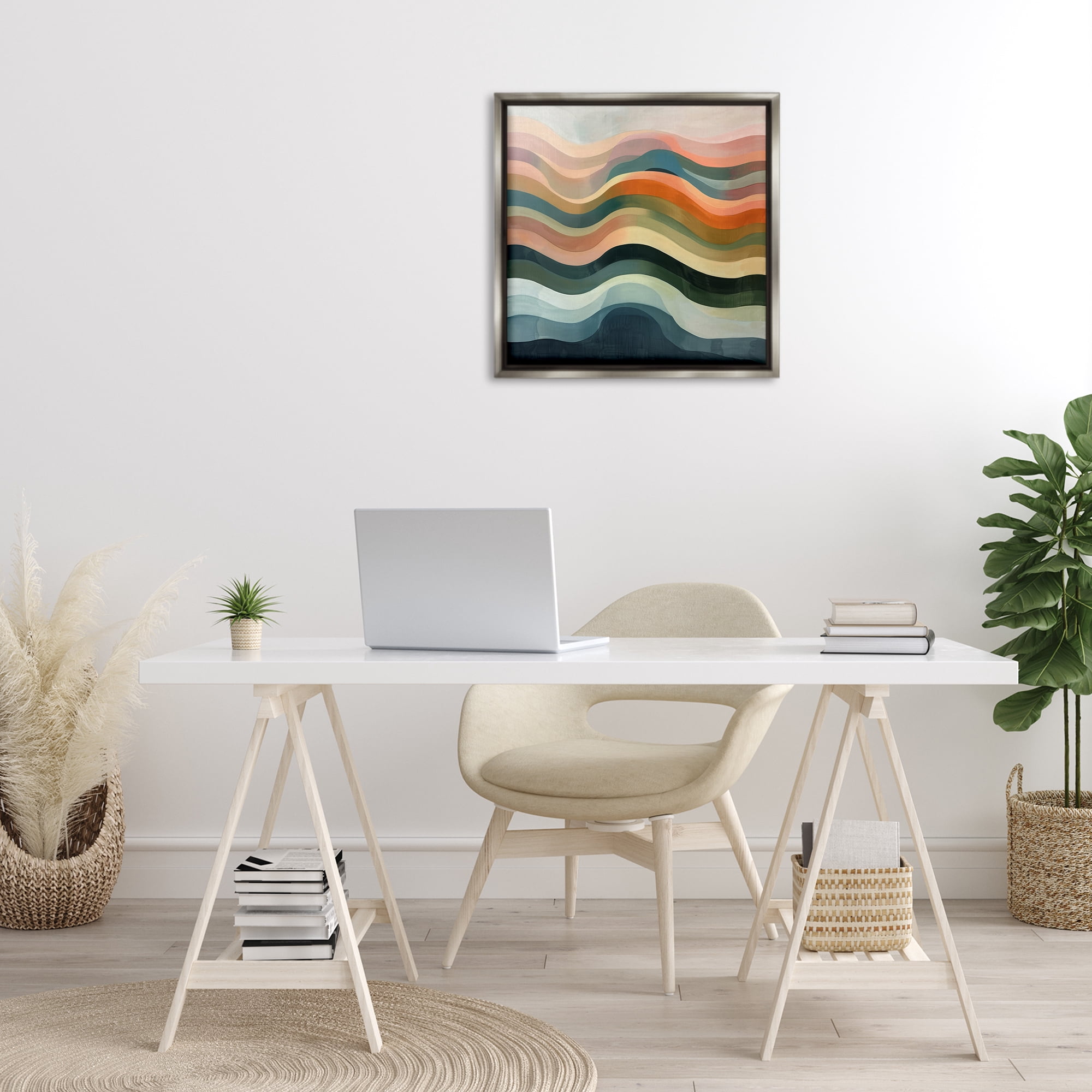 Stupell Industries Fluid Dynamics Pattern Abstract Painting Gray Floater Framed Canvas Art Print Wall Art, 25 x 25