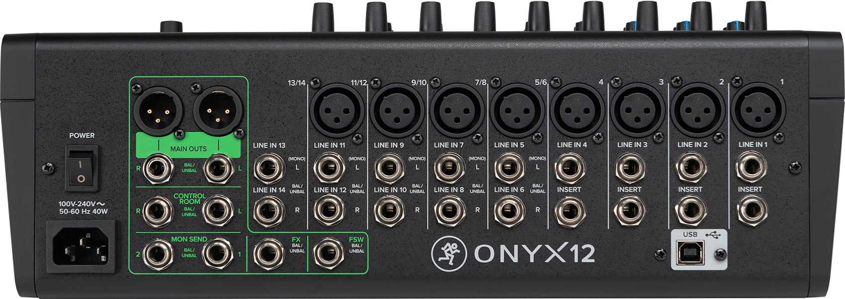 Mackie ONYX12 12-Channel Analog Mixer w/USB/3-Band EQ/Bluetooth+Dust Cover